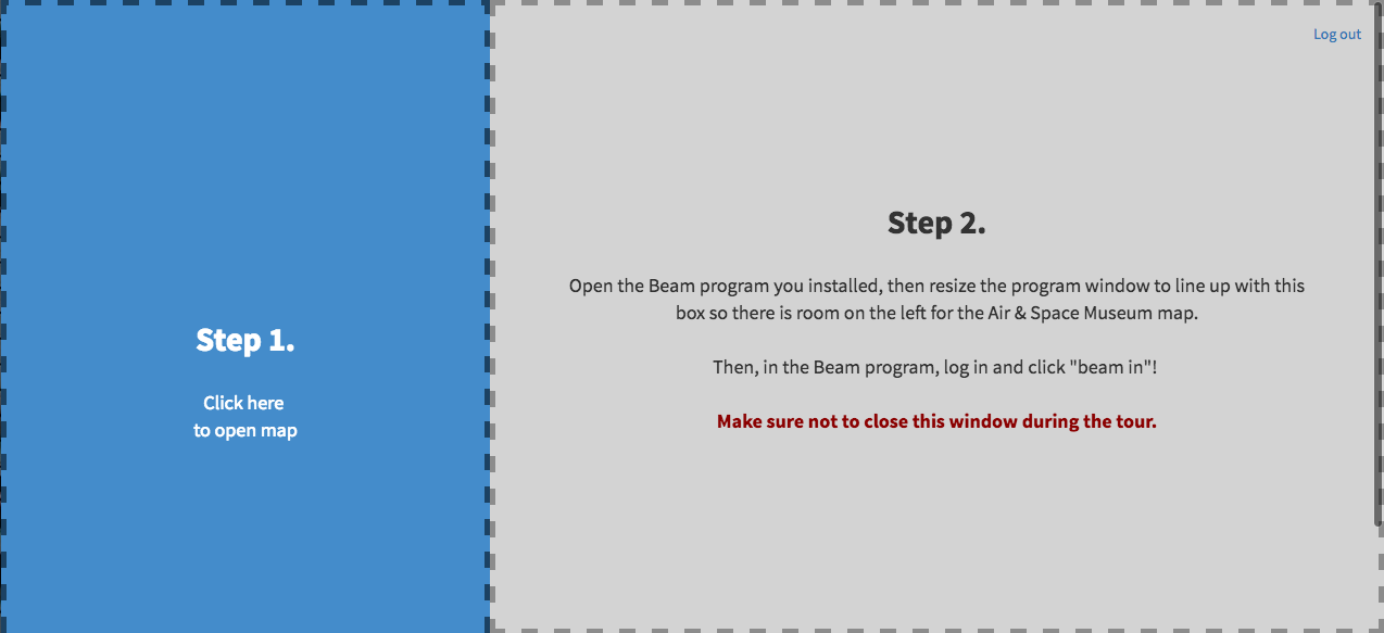 Screenshot of website with instructions for setup